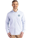 Tennessee Titans Mono -  Cutter & Buck Skyline Recycled Pinstripe Mens Long Sleeve Button Down  Dress Shirt Pale Blue/White Front Thumbnail Image