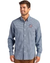 Tennessee Titans Americana -  Cutter & Buck Skyline Recycled Gingham Mens Big & Tall Long Sleeve Button Down  Dress Shirt Pale Blue/Navy Blue Front Thumbnail Image