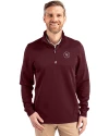 Missouri Golf Assn Partner Shop Cutter & Buck Traverse Recycled Smooth Stretch Mens Quarter Zip Pullover Bordeaux Front Thumbnail Image