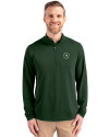 Missouri Golf Assn Partner Shop Cutter & Buck Virtue Recycled Featherlight Pique Mens Quarter Zip Pullover Hunter Green Front Thumbnail Image
