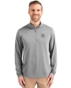 Missouri Golf Assn Partner Shop Cutter & Buck Virtue Recycled Featherlight Pique Mens Quarter Zip Pullover Polished Medium Gray Front Thumbnail Image