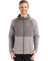 Missouri Golf Assn Partner Shop Cutter & Buck Peshastin Recycled GridFleece Mens Hybrid Full Zip Jacket​ Elemental Grey Heather Front Thumbnail Image
