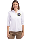 View image 7: Michigan Wolverines 2026 NCAA Men's Basketball National Champions Cutter & Buck Virtue Recycled Featherlight Pique Womens Half Zip Hooded Pullover White Front