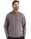 UCLA Bruins 2026 NCAA Women's Basketball National Champions Cutter & Buck Adapt Recycled Soft Knit Stretch Mens Hybrid Full Zip Jacket Elemental Grey Front Thumbnail Image