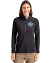 UCLA Bruins 2026 NCAA Women's Basketball National Champions Cutter & Buck Adapt Recycled Soft Knit Stretch Womens Half Zip Pullover Black Front Thumbnail Image