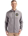 View image 1: Michigan Wolverines 2026 NCAA Men's Basketball National Champions Cutter & Buck Peshastin Recycled Grid Fleece Mens Full Zip Jacket Elemental Grey Heather Front