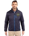 Michigan Wolverines 2026 NCAA Men's Basketball National Champions Cutter & Buck Rainier Recycled Insulated Puffer Mens Full Zip Jacket Dark Navy Front Thumbnail Image