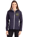 Michigan Wolverines 2026 NCAA Men's Basketball National Champions Cutter & Buck Rainier Recycled Insulated Hybrid Puffer Womens Full Zip Jacket Dark Navy Front Thumbnail Image