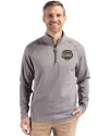 Michigan Wolverines 2026 NCAA Men's Basketball National Champions Cutter & Buck Peshastin Recycled GridFleece Mens Half Zip Pullover​ Elemental Grey Heather Front Thumbnail Image