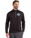 UCLA Bruins 2026 NCAA Women's Basketball National Champions Cutter & Buck Coastline Recycled Double Peached Mens Quarter Zip Pullover Black Front Thumbnail Image