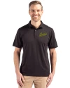 George Mason Patriots College Vault Cutter & Buck Coastline Recycled Double Peached Mens Polo Black Front Thumbnail Image
