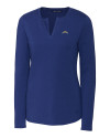 Los Angeles Chargers Cutter & Buck Long Sleeve Womens Double V-Neck Shirt Tour Blue Mannequin Thumbnail Image