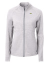 Los Angeles Chargers Cutter & Buck Adapt Recycled Soft Knit Stretch Womens Heathered Full Zip Jacket Polished Heather Mannequin Thumbnail Image