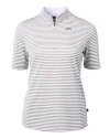 Los Angeles Chargers Cutter & Buck Virtue Recycled Stripe Featherlight Pique Womens Half Zip Polished Medium Gray Mannequin Thumbnail Image