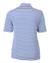Los Angeles Chargers Cutter & Buck Virtue Recycled Stripe Featherlight Pique Womens Half Zip Tour Blue Mannequin Back Thumbnail Image