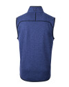 Los Angeles Chargers NFL Helmet Cutter & Buck Mainsail Sweater-Knit Mens Full Zip Vest Tour Blue Heather Mannequin Back Thumbnail Image