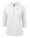 Los Angeles Chargers Cutter & Buck Virtue Recycled Featherlight Pique Womens Half Zip Hooded Pullover White Mannequin Thumbnail Image