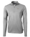 Los Angeles Chargers Cutter & Buck Virtue Recycled Featherlight Pique Mens Quarter Zip Pullover Polished Medium Gray Mannequin Thumbnail Image