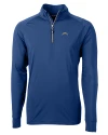 Los Angeles Chargers Cutter & Buck Adapt Recycled Soft Knit Stretch  Mens Big & Tall Quarter Zip Pullover Tour Blue Mannequin Thumbnail Image