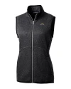 Los Angeles Chargers Cutter & Buck Mainsail Sweater-Knit Womens Full Zip Vest Charcoal Heather Mannequin Thumbnail Image