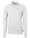 Los Angeles Chargers Cutter & Buck Virtue Recycled Featherlight Pique Mens Big & Tall Quarter Zip Pullover White Mannequin Thumbnail Image