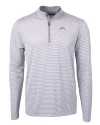 Los Angeles Chargers Cutter & Buck Virtue Recycled Micro Stripe Featherlight Pique Mens Big & Tall Quarter Zip Pullover Polished/White Mannequin Thumbnail Image