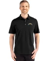 Los Angeles Chargers Cutter & Buck Advantage Refresh Recycled Cotton-Blend Pique Mens Big & Tall Polo Black Front Thumbnail Image