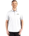 Los Angeles Chargers Cutter & Buck Advantage Refresh Recycled Cotton-Blend Pique Mens Big & Tall Polo White Front Thumbnail Image