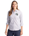 Los Angeles Chargers NFL Helmet Cutter & Buck Easy Care Stretch Oxford Stripe Womens Long Sleeve Button Down Shirt French Blue Front Thumbnail Image