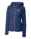 Los Angeles Chargers NFL Helmet Cutter & Buck Mainsail Sweater-Knit Womens Full Zip Hooded Jacket Tour Blue Heather Mannequin Thumbnail Image