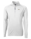 Los Angeles Chargers Cutter & Buck Adapt Recycled Soft Knit Stretch  Mens Quarter Zip Pullover White Mannequin Thumbnail Image