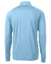 Los Angeles Chargers NFL Helmet Cutter & Buck Adapt Recycled Soft Knit Stretch  Mens Quarter Zip Pullover Atlas Light Blue Mannequin Back Thumbnail Image