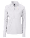 Los Angeles Chargers Cutter & Buck Adapt Recycled Soft Knit Stretch Womens Half Zip Pullover White Mannequin Thumbnail Image