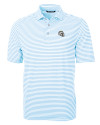 Los Angeles Chargers NFL Helmet Cutter & Buck Virtue Recycled Stripe Featherlight Pique Mens Big & Tall Polo Atlas Light Blue Mannequin Thumbnail Image