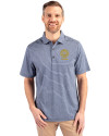 UC Davis - Cutter & Buck Forge Recycled Heather Stripe Four-Way Stretch Mens Big & Tall Polo Navy Blue Heather Front Thumbnail Image