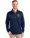 UC Davis - Cutter & Buck Traverse Recycled Smooth Stretch Mens Quarter Zip Pullover Liberty Navy Front Thumbnail Image