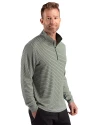 Colorado State Rams - Cutter & Buck Forge Recycled Double Stripe Four-Way Stretch Mens Quarter Zip Pullover Hunter/White Side Thumbnail Image