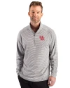 Houston Cougars Cutter & Buck Forge Recycled Double Stripe Four-Way Stretch Mens Quarter Zip Pullover Polished/White Front Thumbnail Image