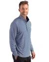 Georgetown Hoyas Cutter & Buck Forge Recycled Double Stripe Four-Way Stretch Mens Quarter Zip Pullover Navy Blue/White Side Thumbnail Image
