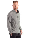 Oakland Golden Grizzlies Cutter & Buck Forge Recycled Double Stripe Four-Way Stretch Mens Quarter Zip Pullover Black/White Side Thumbnail Image
