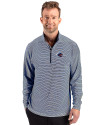 UTSA Roadrunners Cutter & Buck Forge Recycled Double Stripe Four-Way Stretch Mens Quarter Zip Pullover Navy Blue/White Front Thumbnail Image