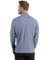Michigan Wolverines Cutter & Buck Forge Recycled Double Stripe Four-Way Stretch Mens Quarter Zip Pullover Navy Blue/White Back Thumbnail Image