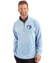 Saint Louis Billikens Cutter & Buck Forge Recycled Double Stripe Four-Way Stretch Mens Quarter Zip Pullover Atlas/White Front Thumbnail Image