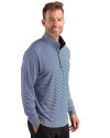 Xavier Musketeers Cutter & Buck Forge Recycled Double Stripe Four-Way Stretch Mens Quarter Zip Pullover Navy Blue/White Side Thumbnail Image