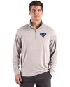 SMU Mustangs Cutter & Buck Forge Recycled Four-Way Stretch Mens Quarter Zip Pullover Polished Heather Front Thumbnail Image