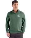 Michigan State Spartans Cutter & Buck Forge Recycled Four-Way Stretch Mens Quarter Zip Pullover Dark Hunter Heather Front Thumbnail Image