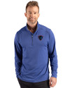 DePaul Blue Demons Cutter & Buck Forge Recycled Four-Way Stretch Mens Quarter Zip Pullover Tour Blue Heather Front Thumbnail Image