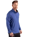 Pitt Panthers Cutter & Buck Forge Recycled Four-Way Stretch Mens Quarter Zip Pullover Tour Blue Heather Side Thumbnail Image