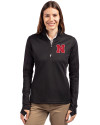 Nebraska Cornhuskers Cutter & Buck Traverse Stretch Eco Quarter Zip Womens Pullover Black Front Thumbnail Image