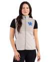 Kentucky Wildcats Cutter & Buck Hunts Point Recycled Fleece Womens Hybrid Full Zip Vest Polished Medium Gray Front Thumbnail Image